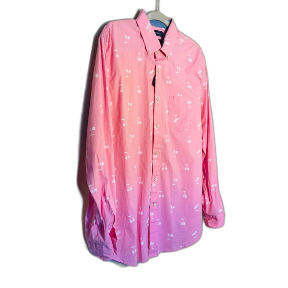 NWT Crown & Ivy Men's Pink Palm Tree Button Up Shirt Large - Picture 2 of 8